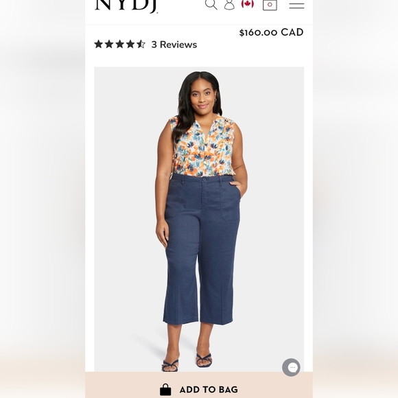 Wide Leg cropped linen Pants navy blue, Plus Size 24W NWT - Picture 3 of 12